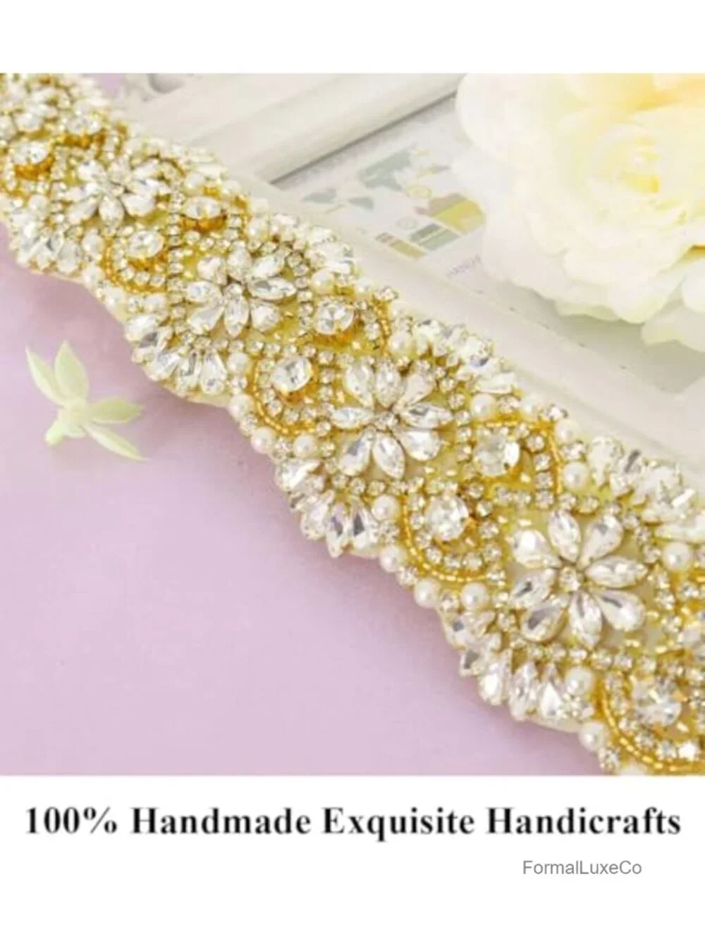 Rhinestone Wedding Belt Crystal Applique Bridal Sash for Dress